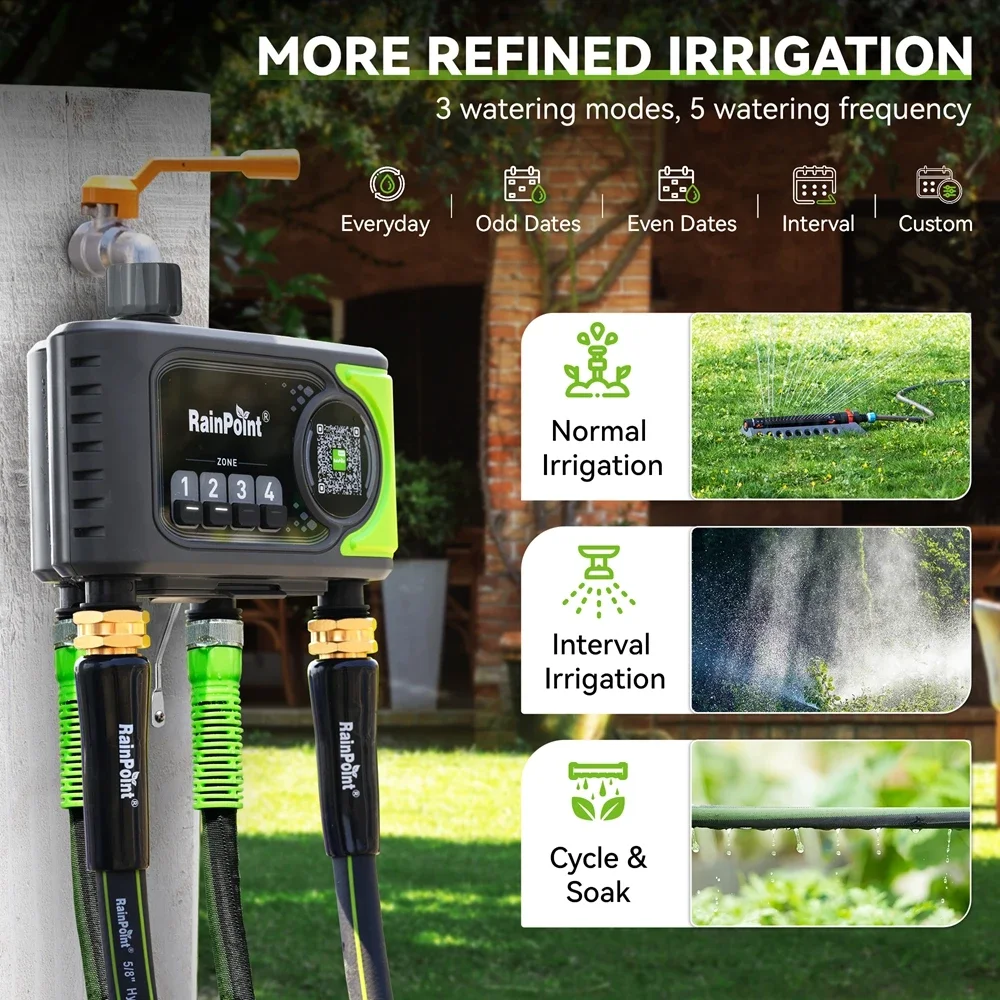 WiFi Water Timer 4 Zones Automatic Irrigation Timer Garden Lawn Watering Systems Controller Rain Delay Manual Watering