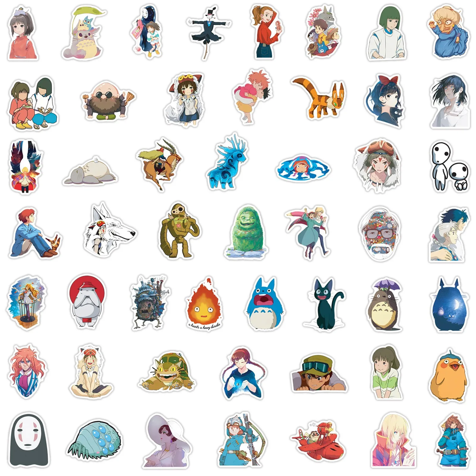 50pcs Cartoon Cute Miyazaki Hayao Spirited Away Graffiti Stickers Kid Toy Suitcase Laptop Waterproof Sticker Decoration Supplies