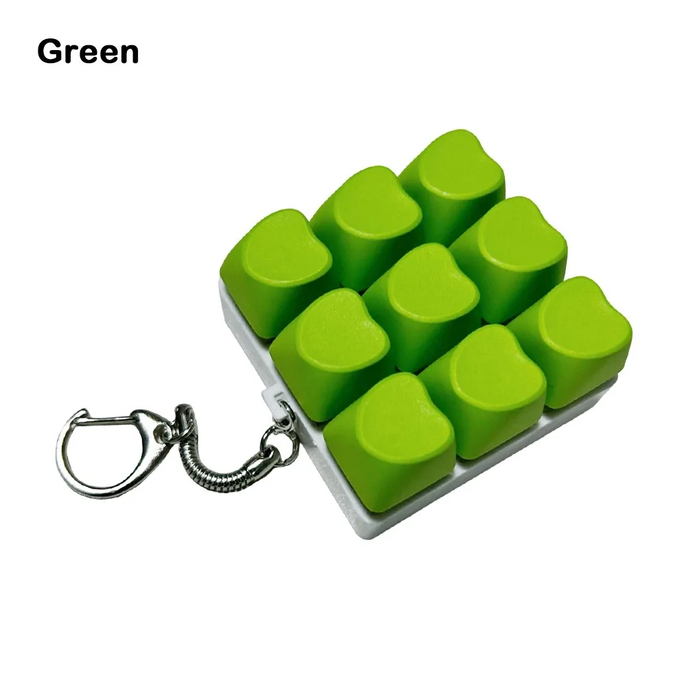 New DIY Keyboard Fidget Keychain Keys Button Keycap Keyboard Cap Heart Shape 9Keys Pinch Toy
