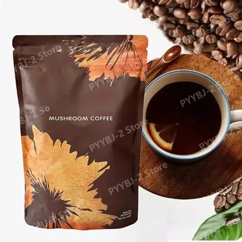 Organic Mushroom Coffee Powder Contain 6 Types Adaptogenic Mushrooms Extract MCT Oil Brewing Use Smooth Daily Beverage Support
