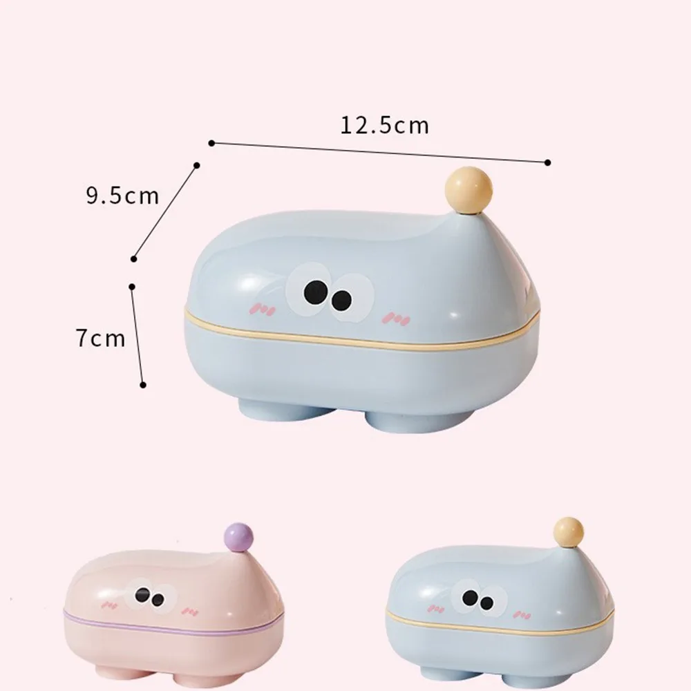 Hight Quality Cartoon Soap Box Holder Transparent Wall Mounted Soap Dish Drainable Container Soap Rack Bathroom