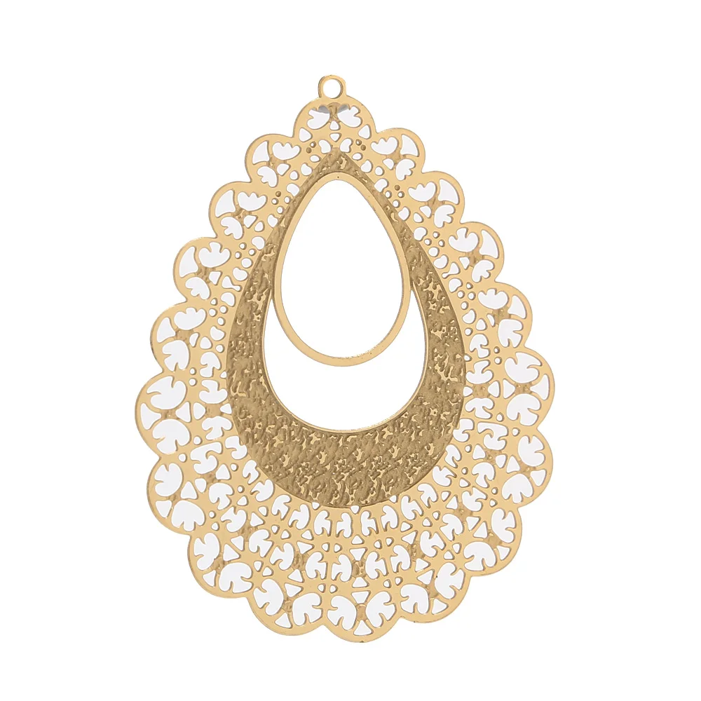 

10 шт., полые подвески из нержавеющей стали, филигранный кулон в стиле бохо, разъем для серег, ожерелья, компоненты для изготовления ювелирных изделий своими руками