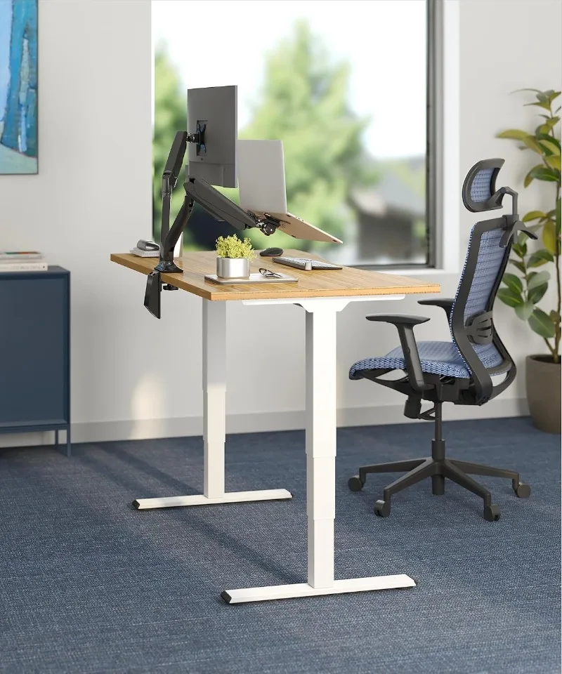 FlexiSpot E6 Dual Motor Electric Standing Desk Holds 220 lbs, Adjustable Height w/ Memory Presets, Solid Bamboo Curved Desktop