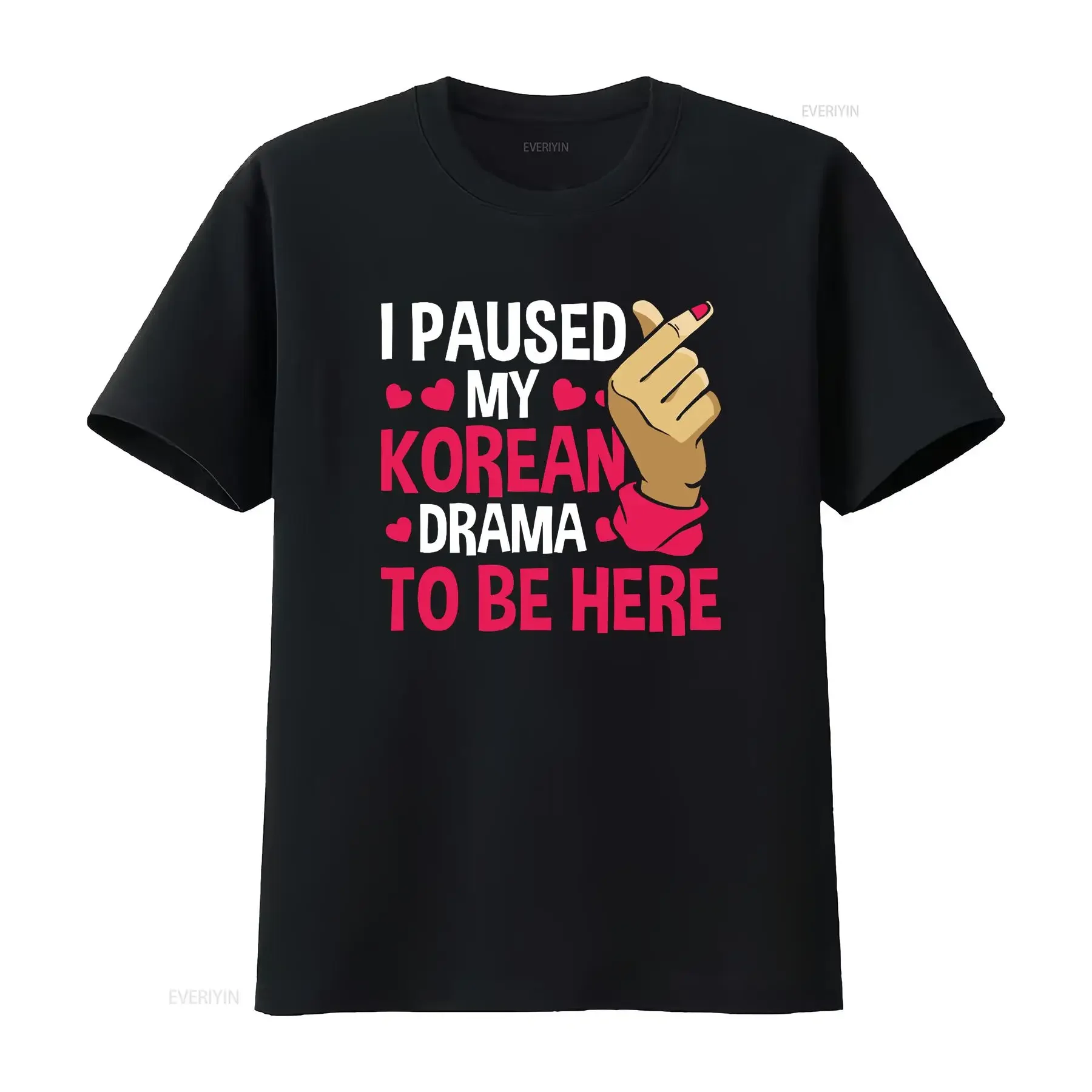 K Drama I paused my Korean to be here Kdrama T Shirt vintage Washed graphic designer clothes homme Stylish streetwear vintage