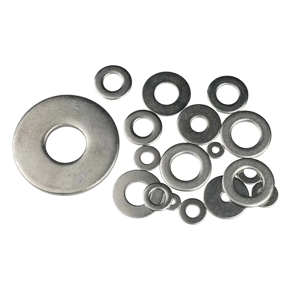 105pcs Stainless Steel Flat Washers Assortment Kit For M3*20PCS Metric4*20PCS M5*20PCS M6*15PCS M8*15PCS M10*15PCS Flat Washer