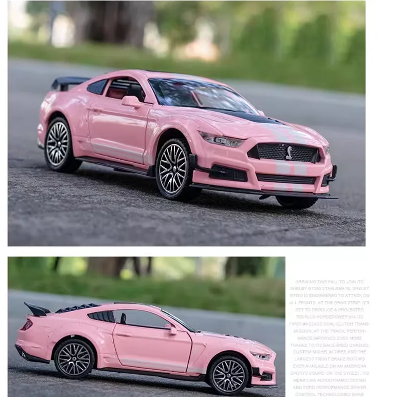 Diecast Original 1:32 Scale Ford Mustang GT500 Simulation Alloy Car Model Gift Toy Static Display Collection Souvenir