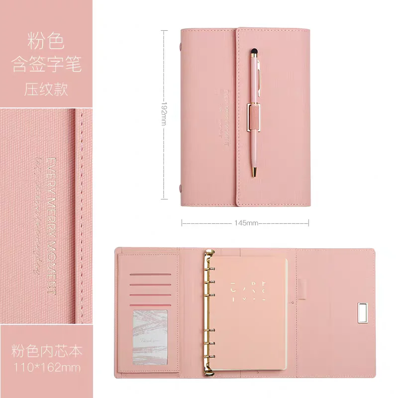 دفتر ملاحظات Makeasy قابل لإعادة الملء مقاس A6 مع غطاء بلون سادة رائع بتقويم 2025