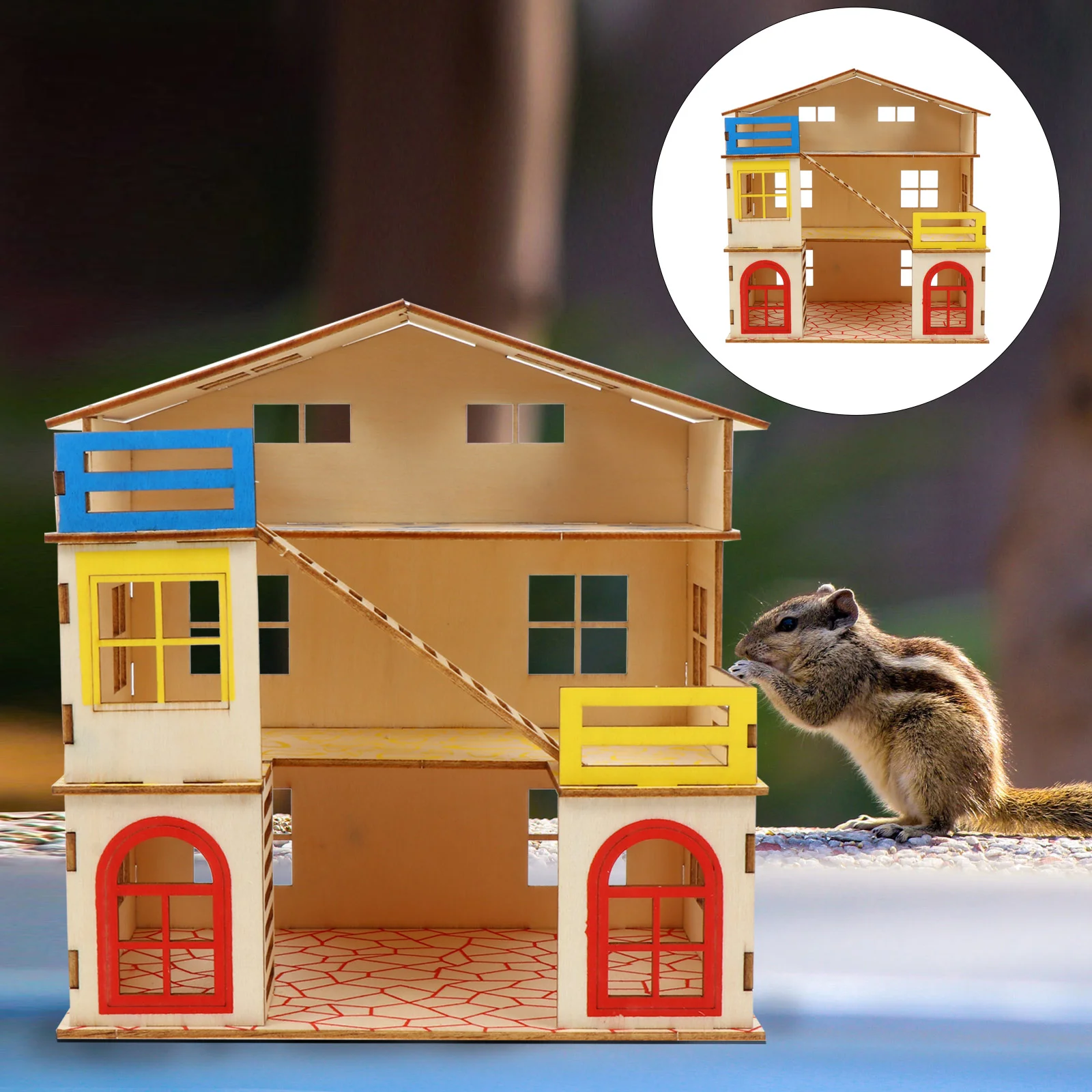 

Hamster House Wooden Multiple Layer Rat Room Small Animal Hut Playing Castle Pet Toy Home Decor Guinea Pig Toys