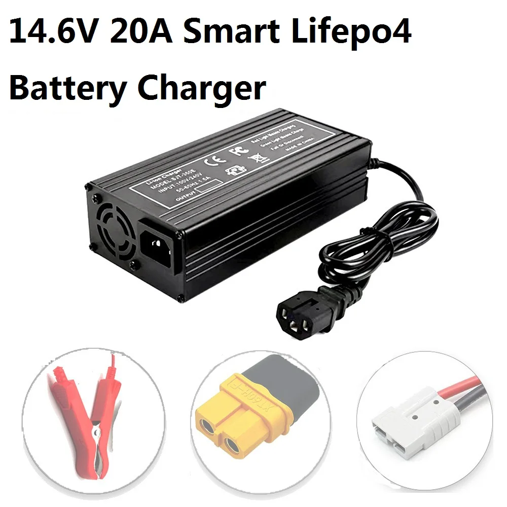 14.6V 20A Smart Lifepo4 Battery Charger 110-220V 4S 12V High Power Charger For Lithium iron Phosphate Battery Pack with Fan