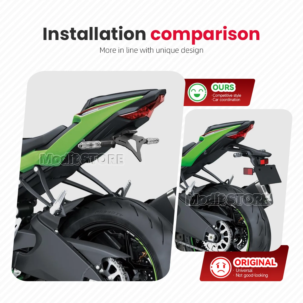 For Kawasaki Ninja ZX-6R ZX-6r Ninja ZX6R 2024 Motorcycle Accessories Rear Short Tail License Plate Holder Tailstock Bracket Kit