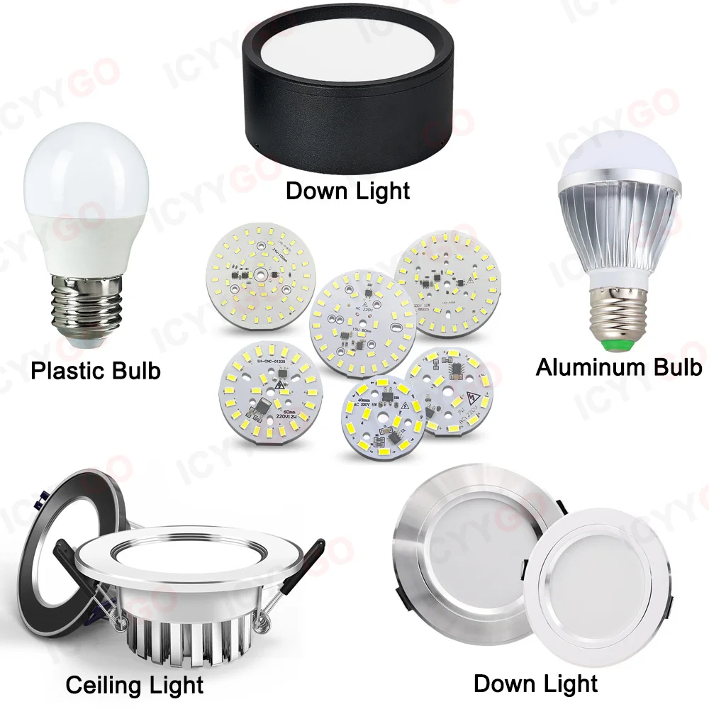 LED Downlight Chip 5W 7W 12W 15W 18W 24W SMD 2835 Round Lamp Beads AC 220V- Driver-Free Downlight Chip Lighting Spotlight