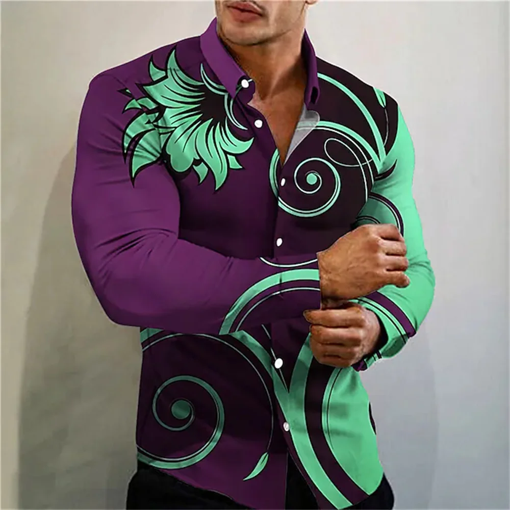 2023 The flower pattern on men's shirts is lightened. The design of long-sleeved button clothing is soft, S-6XL.