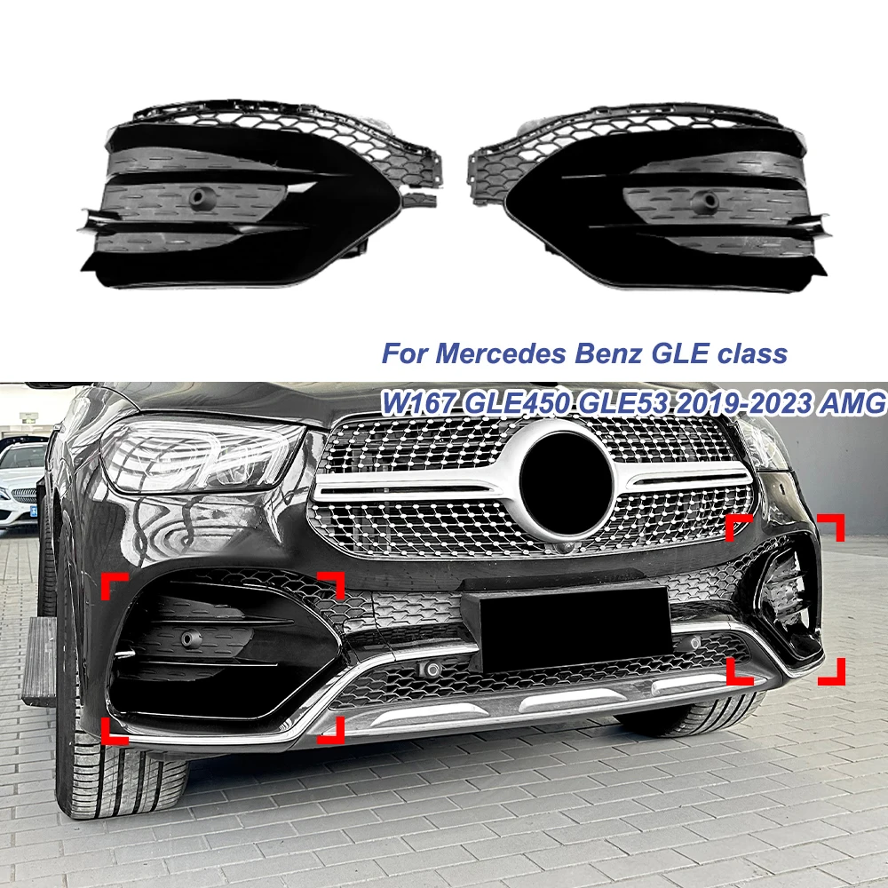 Glossy Black Grille Air Outlet Wind Knife Modification For Mercedes Benz GLE class W167 GLE450 GLE53 2019-2023 AMG