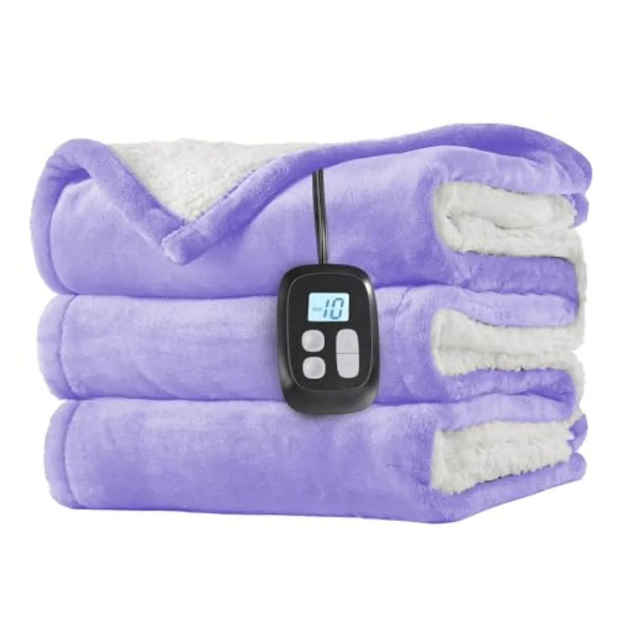 

Electric Heated Blanket Full Size 72"x84" Dual-Sided Soft Flannel and Sherpa LCD Display 10 Heat Settings with 1-12H Timer and