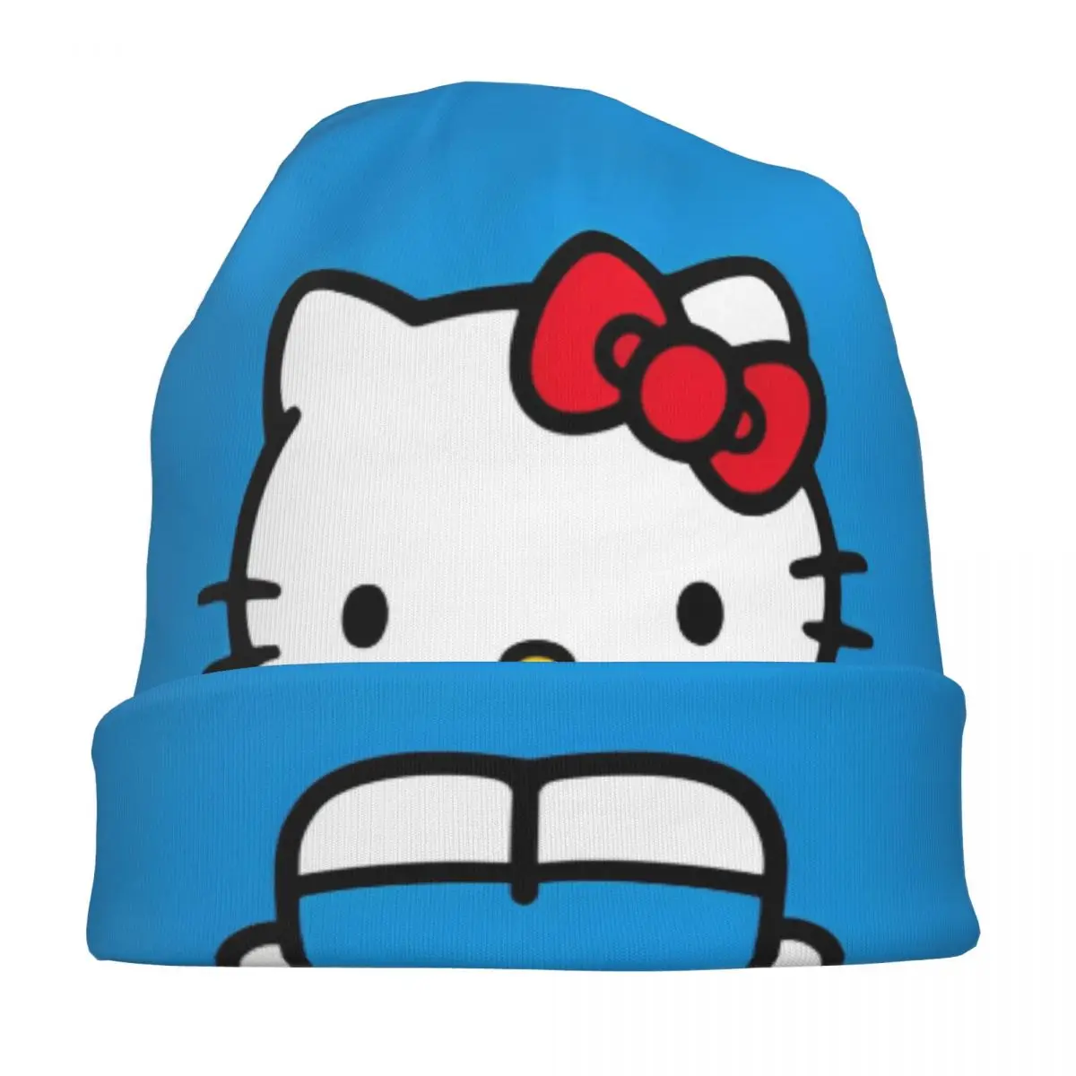 Gorro Kawaii de Hello Kitty para hombre y mujer, gorros para exteriores, gorros cálidos de doble uso para primavera