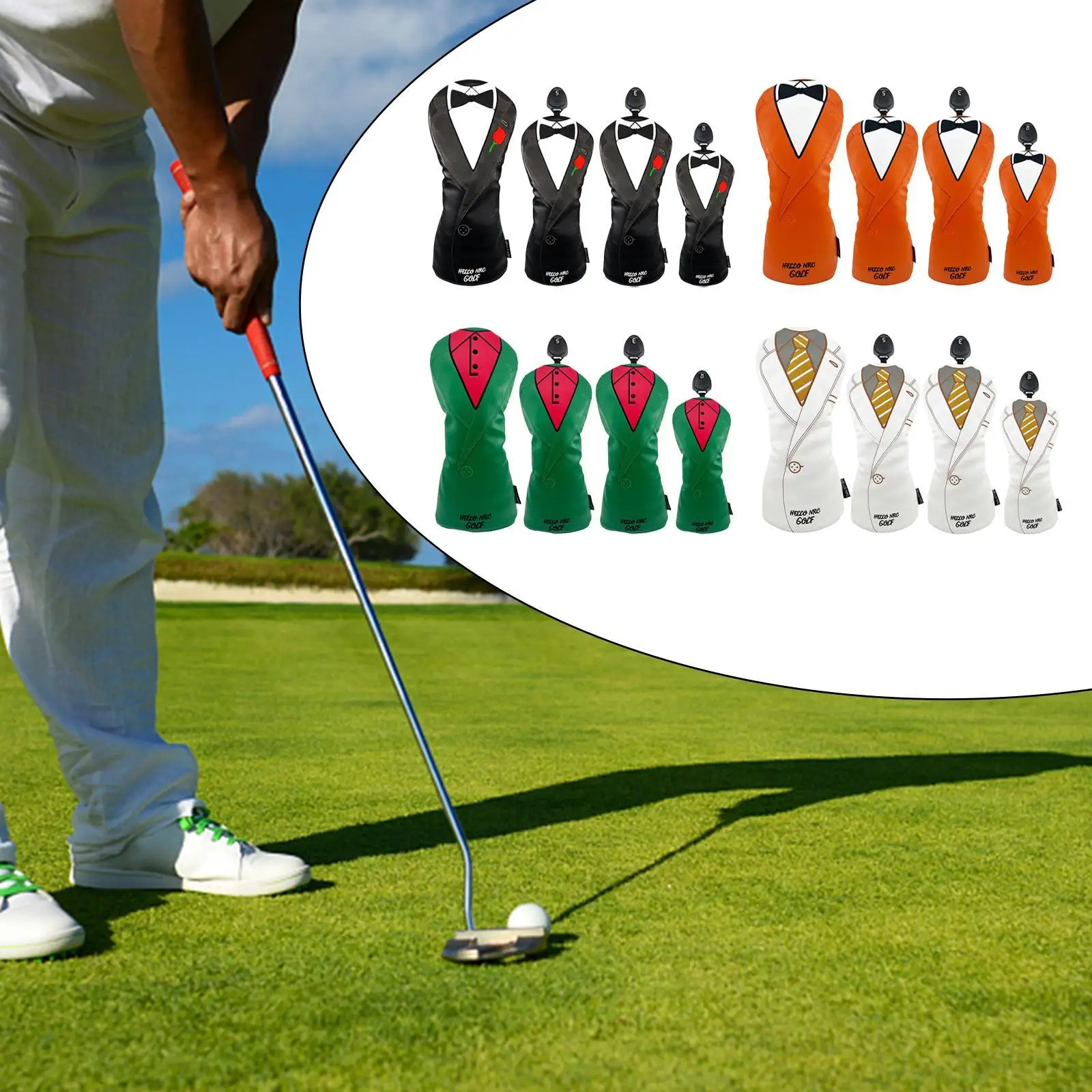 

4x Golf Club Head Cover Waterproof Protective Sleeve Golf Hybrid Head Covers