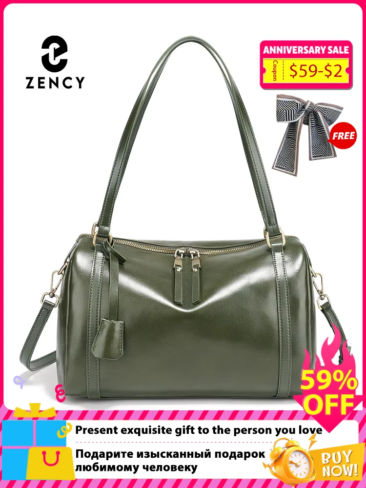 

Zency Premium Genuine Leather Designer Handbag Purse Charm Women Medium Shoulder Bag Crossbody with Zipper for Everyday Travel