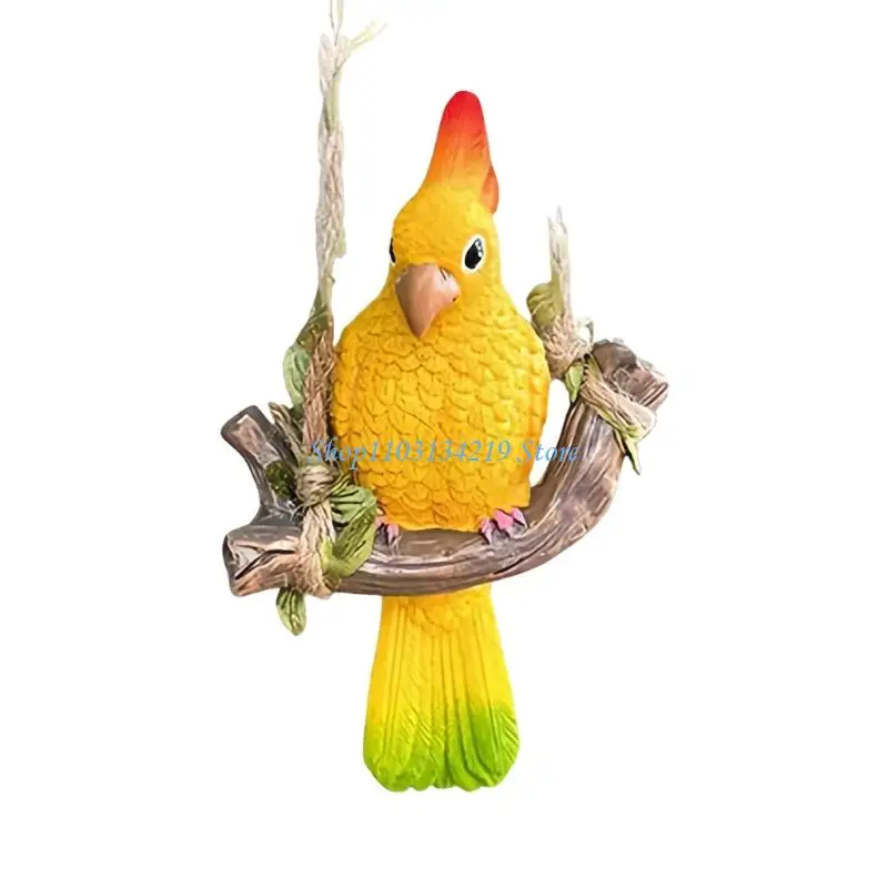 N5KC Bird Yard Accent, Hanging Resin Figure for Outdoor Entry Spaces
