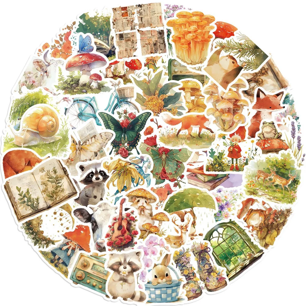 50pcs Vintage Van Fairy Tale Elves Graffiti Stickers Pack Phone Album Cute Sticker Scrapbooking Supplies Journal Accessories