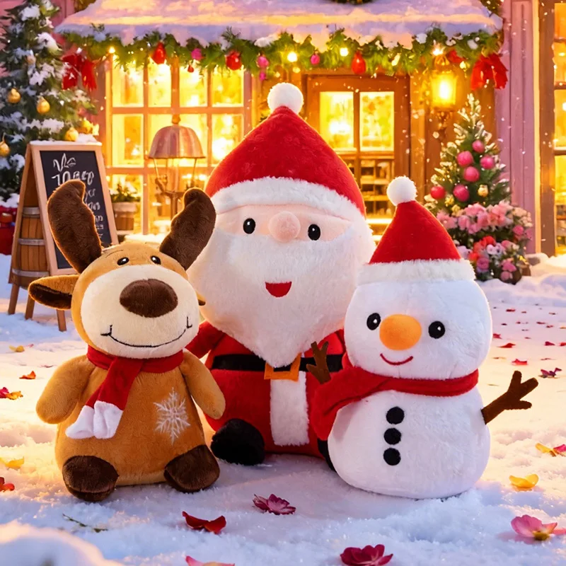 Adorable Santa Claus Reindeer Snowman Christmas Plush Doll Cute Stuffed Animal Xmas Gift for Girls Home Festival Decoration Soft