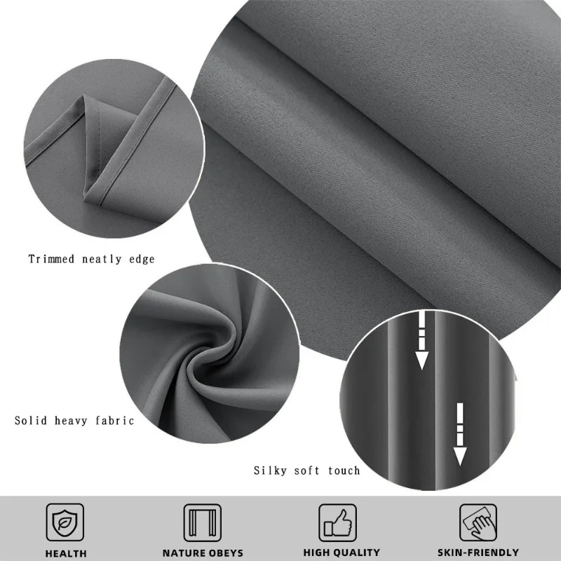 1pc Modern Solid Color Full Shading Sun Protection 100% Blackout Curtains Bedroom Living Room Shading Bathroom Privacy Curtains