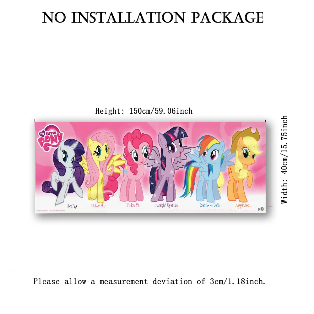 My Little Pony Alle Hauptfiguren Rosa Vertikaler Langer Wandteppich Kinder Cartoon Wandbehang – Detail 6