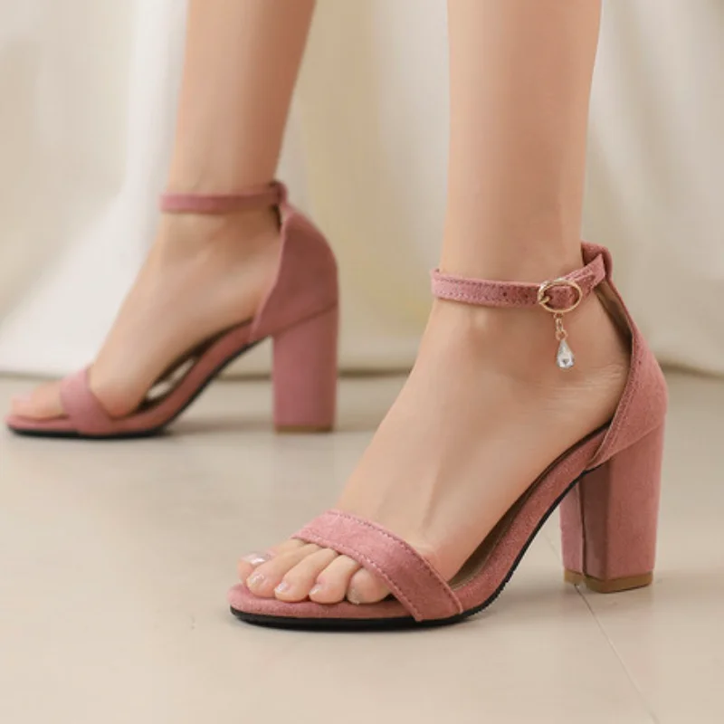 

Summer Sandals Women Colors Concise Solid Ankle Strap Ladies Flip Flops High Heels Footwear Party Wedding Shoes Female Big Size
