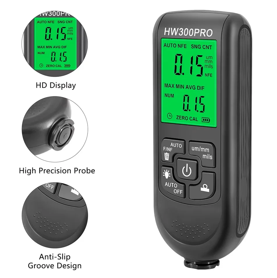 

Измеритель толщины краски Fe/NFe, измеритель толщины покрытия, профессиональный многофункциональный измеритель глубины автомобильной краски, точный тест