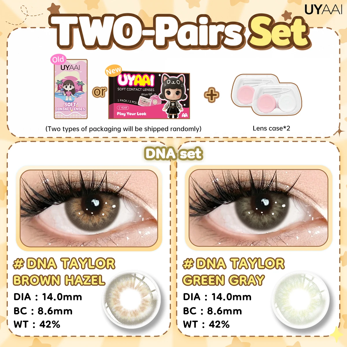UYAAI [2 Paar Set] Farbkontaktlinsen für Damen, Make-up, grüne Linsen, natürliche graue Pupillen, kosmetische braune Kontaktlinsen, schwarze Linsen – Detail 9
