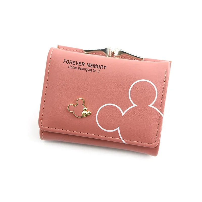 Disney Mickey Mouse woman bag PU Fashion Cute wallet  Designer Coin Purse Hasp Sweet Credit Card Holder Women Short Wallet