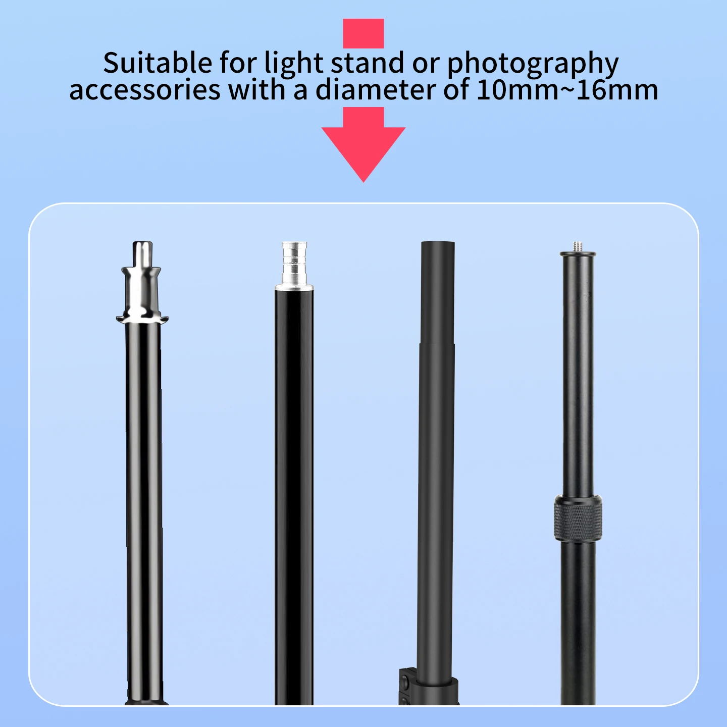 Kamera-Blitzhalterung 16mm Stativhalter Cold Shoe 1/4 Zoll Halterung Regenschirm Speedlite Halter 360° Drehbar Verstellbarer Lichtständer-Adapter – Detail 14