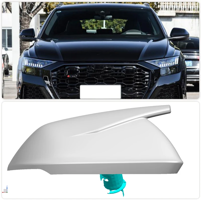 Dry Carbon Car Rearview Mirror Covers Add On Side Mirror Caps for Audi Q8 SQ8 RSQ8 Utility 4-Door 2020-2023 No Lane Assit