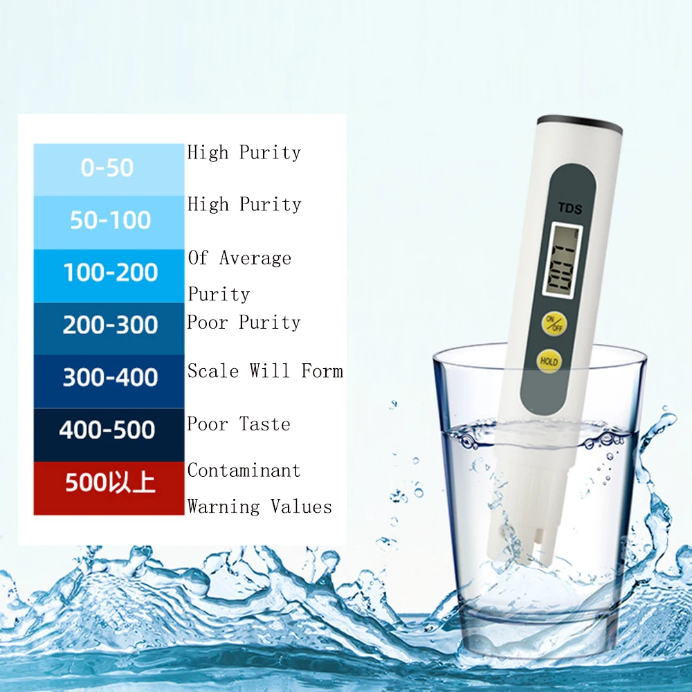 

TDS Testing Pen Household Water Quality Testing Tool Pen-Type Portable Water Hardness Impurity Quick Detector