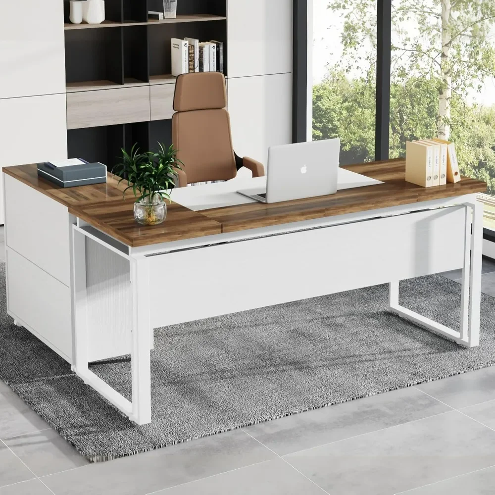 Sophisticated, simple and durable, L-shaped desk with drawers, 63