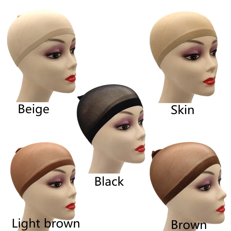 10pcs Custom Packaging Hair Styling Tools Wig Caps Wholesale  Brown Black Skin Stocking Cap Elastic Stocking Wig Cap for Wearing