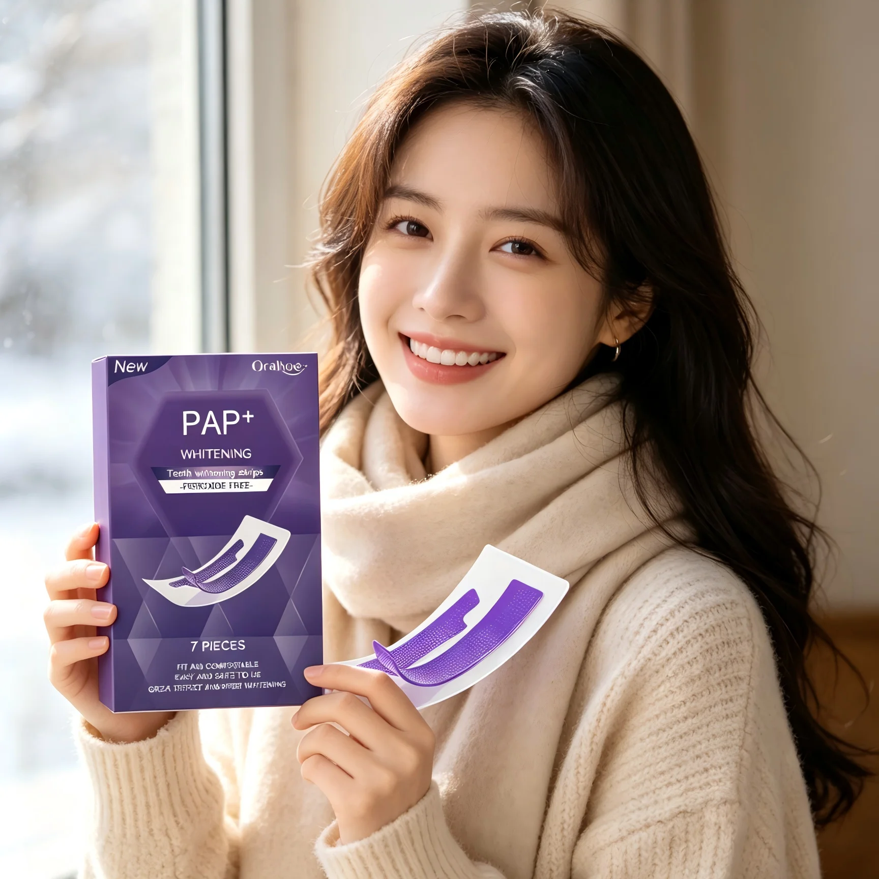 Oralhoe Purple Teeth Whitening Strips Color Correction Coffee Wine Clean Teeth Stain Remover Mint Brighten Teeth Strips 7pieces gallery 5