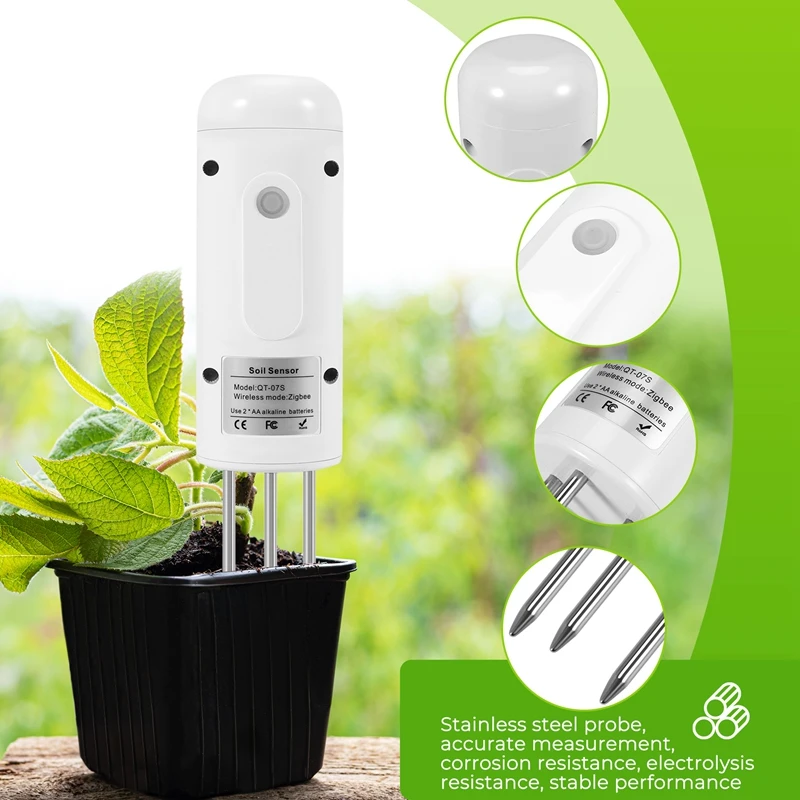Tuya Zigbee Wireless Soil Moisture Meter Temperature Humidity Tester IP67 Waterproof  For Garden