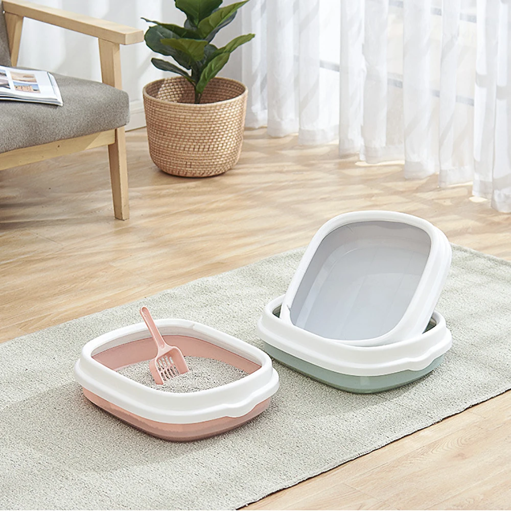1 Set Cat Dog Tray with Scoop Cat Litter Box Pet Toilet Bedpan Excrement Training Sand Litter Box Anti-Splash Dog Toilet