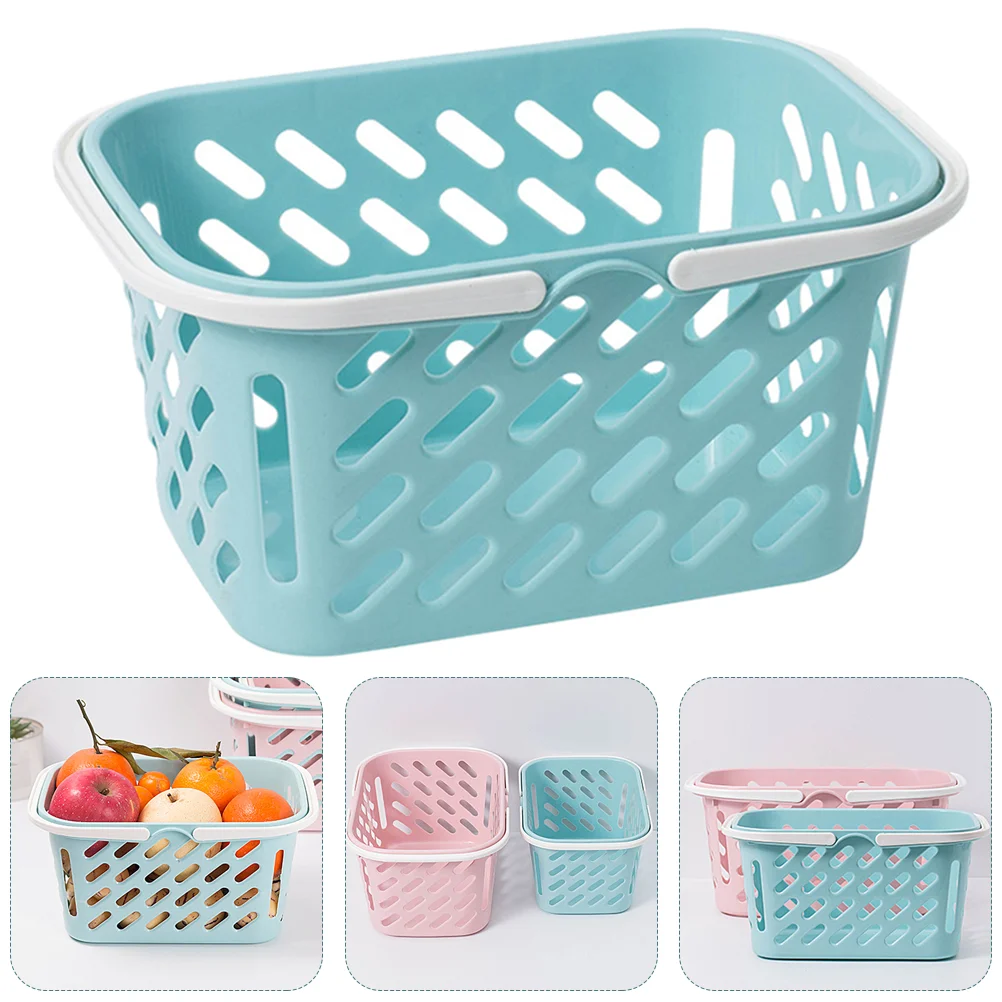 Shopping Basket Mini Toys for Kids House Square Gift Ornament Plastic Decor Child Storage Accessories Model