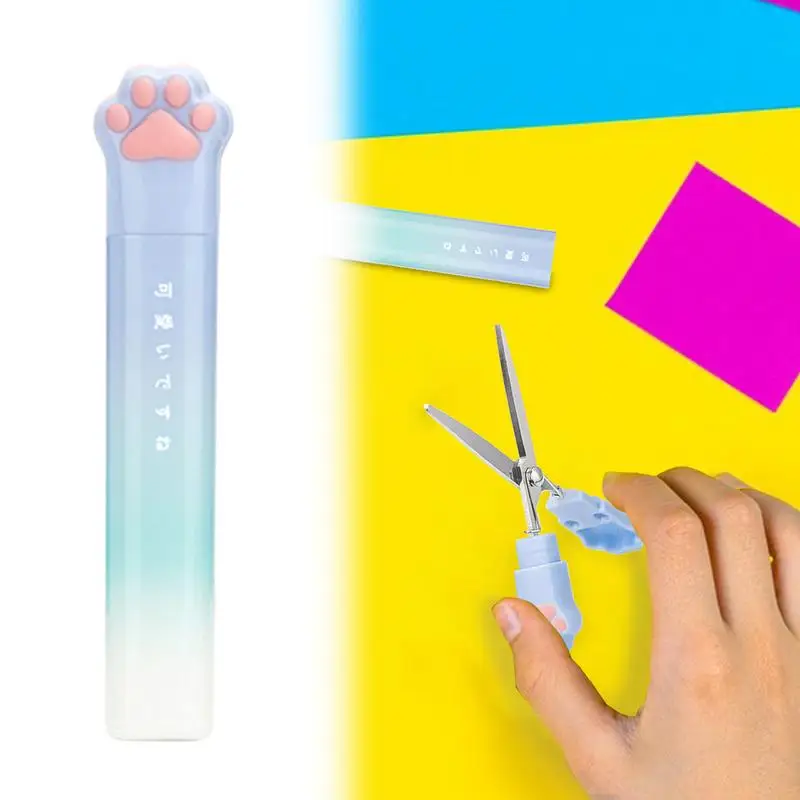 Craft Scissors For Kids Cat-Paw Shaped Craft Scissors With Cover Student Tip Scissors For Scrapbooking Art Craft Supplies Back