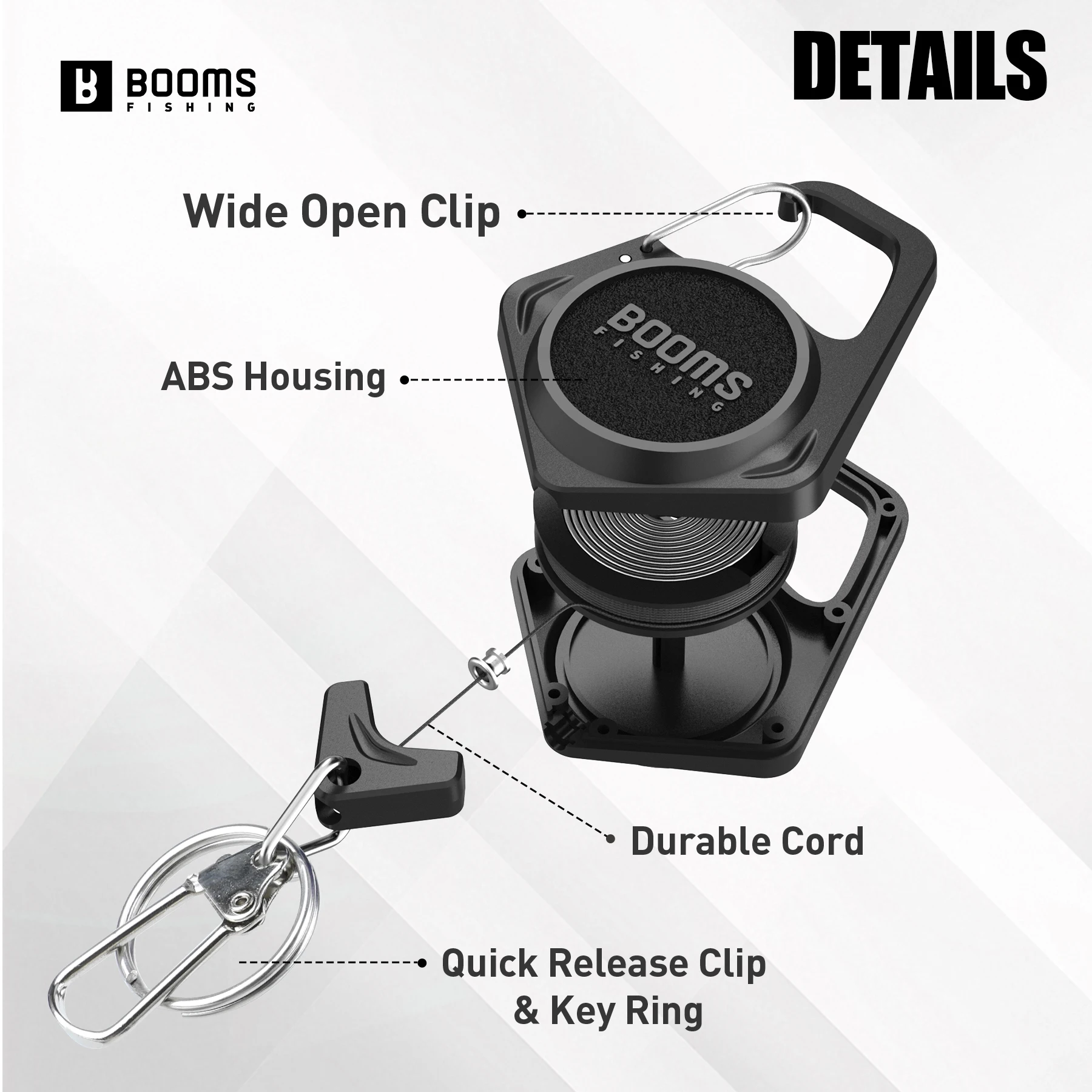 Booms Fishing XW80 – Zinger retráctil para accesorios de pesca 70cm