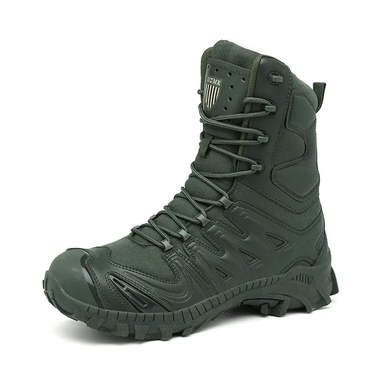 Men's trend high-top outdoor boots professional protective tactics training boots four seasons non-slip comfortable hiking boots