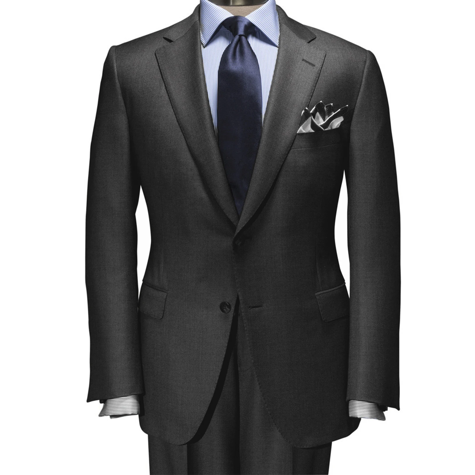 

Dark Grey Nailhead Office Suit Jacket Custom Made Suits For Men Dark Gray Birdeye Tailor Made Men Suits Business Suits Slim Fit