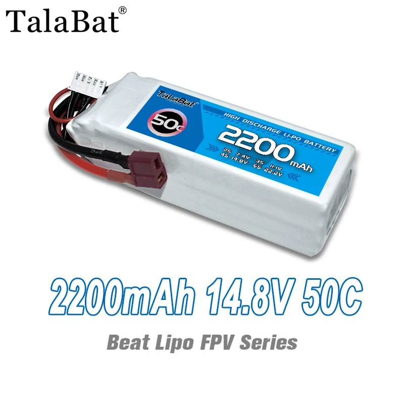 1Pcs 4S TalaBat 14.8V 2200mAh 50C Lipo Battery With T XT60 P