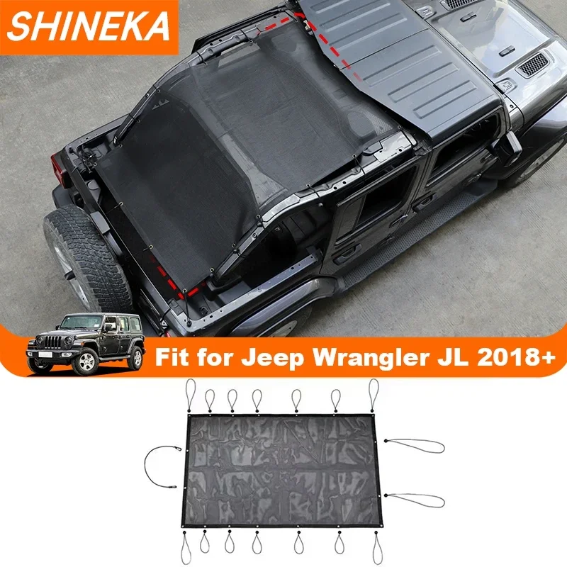 

SHINEKA Car Trunk Sunshade Mesh Cover Anti UV Rays Insulation Net For Jeep Wrangler JL 2018 2019 2020 2021 2022 Up Accessories