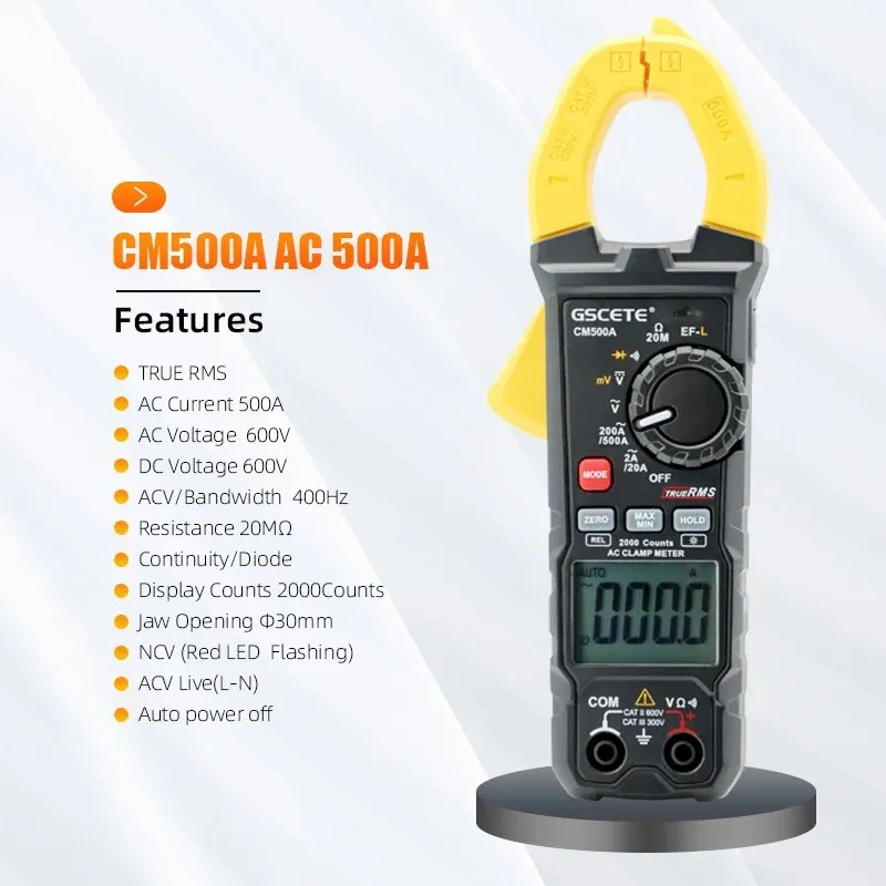 Professional Digital Clamp Multimeter DC/AC Electrician Automotive Tester 400A/500A/600A Current Digital Clamp Meter