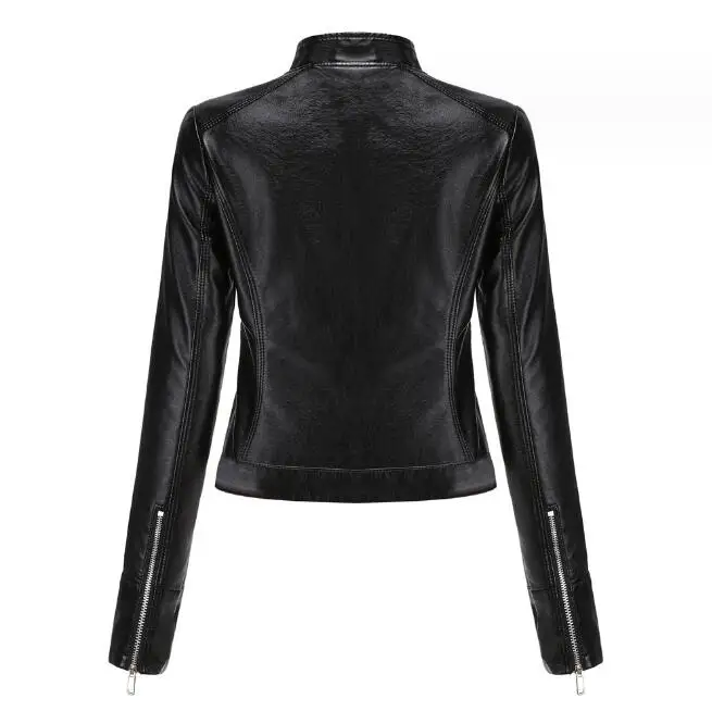 Veste de motard en similicuir pour femme, manteau de moto rouge et noir, fermeture éclair, printemps, automne, nouveau, 2023