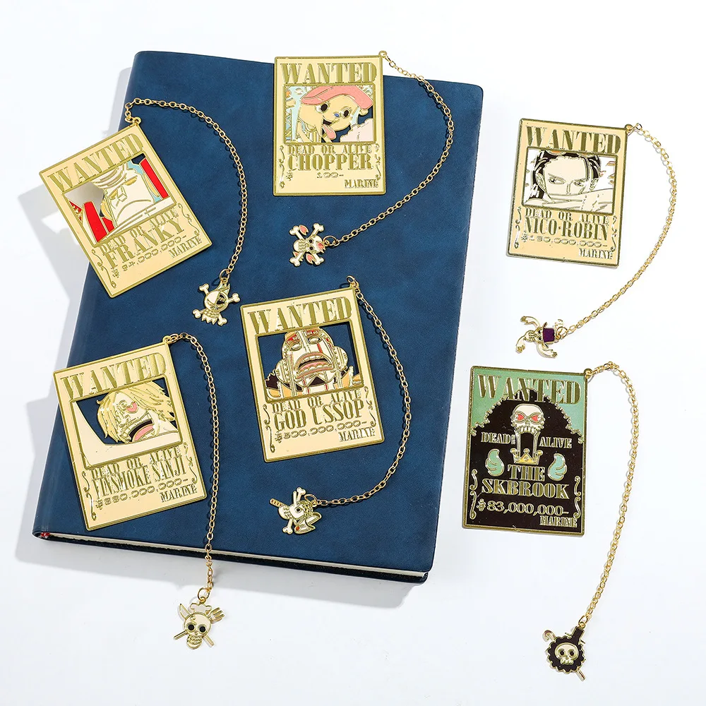 Anime One Piece Metal Bookmark  Cartoon Bounty Luffy Hollow Bronzing Bookmark for Book Club Reader Writers Book Lovers Students