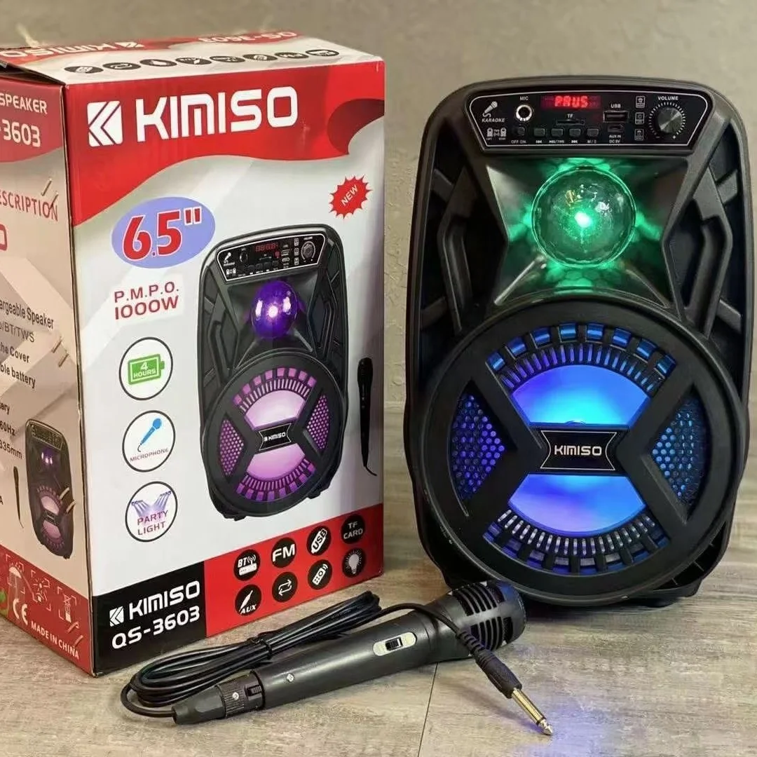 KIMISO QS-3603 6,5-дюймовый динамик, уличный портативный динамик на тележке, Kimiso 3603, DJ-динамик с диско-подсветкой KIMISO QS-3603 6,5-дюймовый динамик, уличный портативный динамик на тележке, Kimiso 3603, DJ-динамик с диско-подсветкой