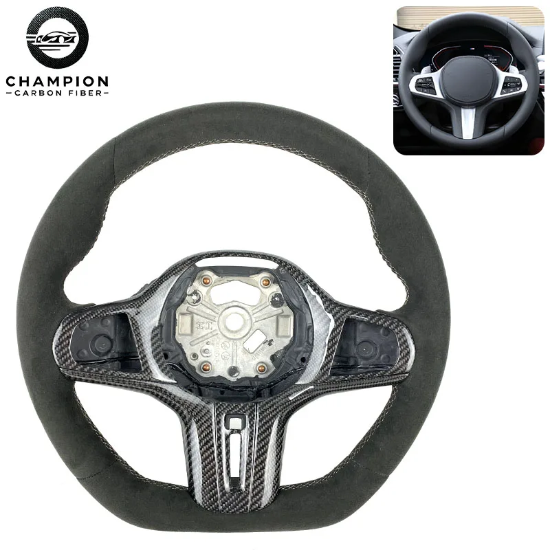 

Sports Leather Carbon Fiber Steering Wheel for BMW G22 G23 G26 G30 G31 G32 G34 G36 G42 G80 G82 G15 G16 G20 G21 2022 2023 2024